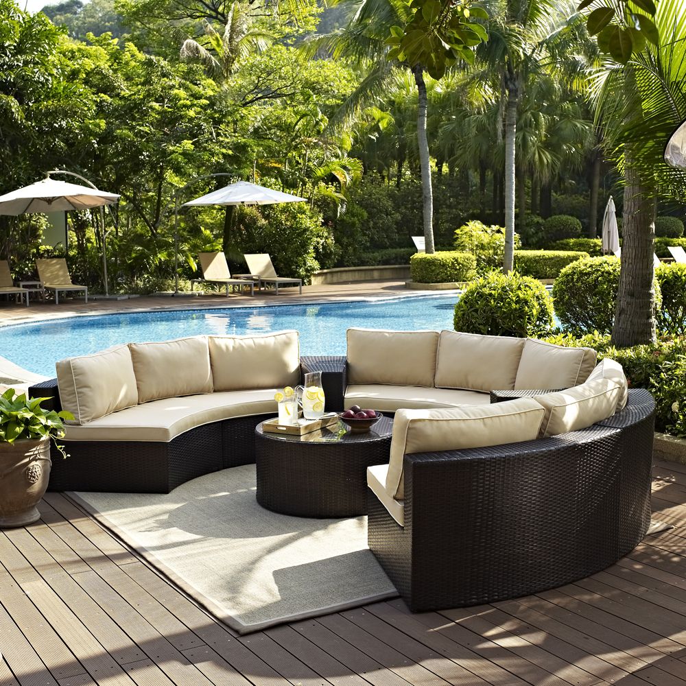 Rattan Wicker Sand Outdoor Seating Sets With Regard To Newest Crosley Furniture – Catalina 6 Piece Outdoor Wicker Seating Set With (View 13 of 15)