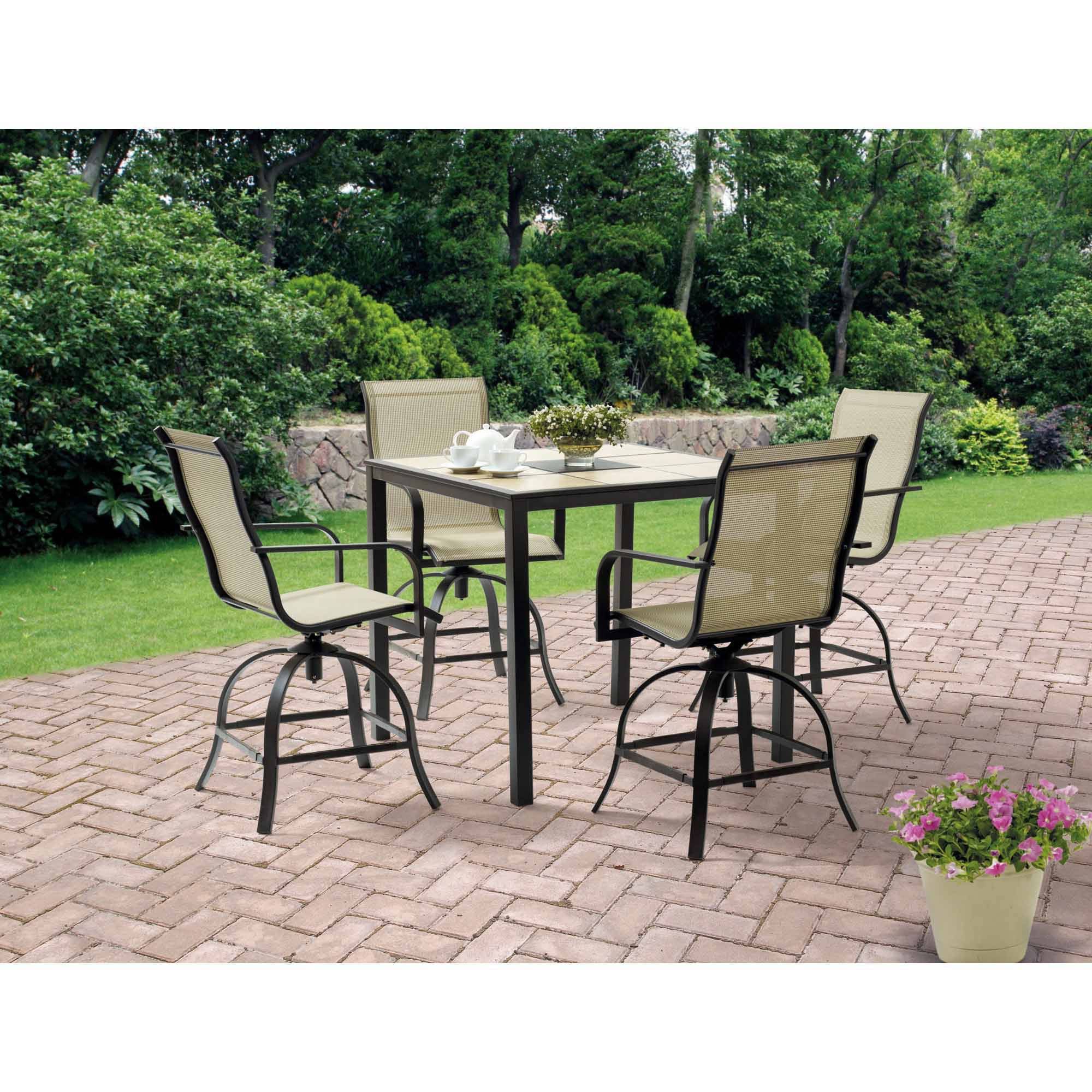 Recent Black Medium Rectangle Patio Dining Sets Throughout Balcony Patio Rectangular Dining Table Mainstays Piece Sling Tile Top (View 8 of 15)