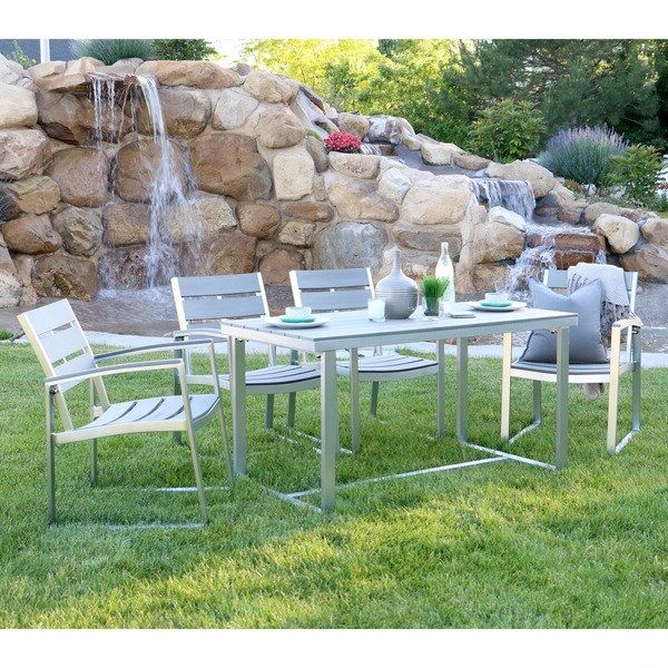 Recent Gray All Weather Outdoor Seating Patio Sets Inside Grey All Weather Outdoor 5 Piece Patio Dining Set – Free Shipping Today (View 9 of 15)