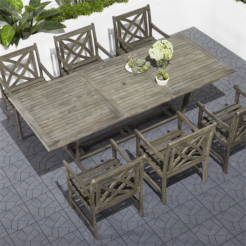Recent Gray Extendable Patio Dining Sets Within Vifah Renaissance 7 Piece Extendable Patio Dining Set In Gray – V1294set (View 2 of 15)
