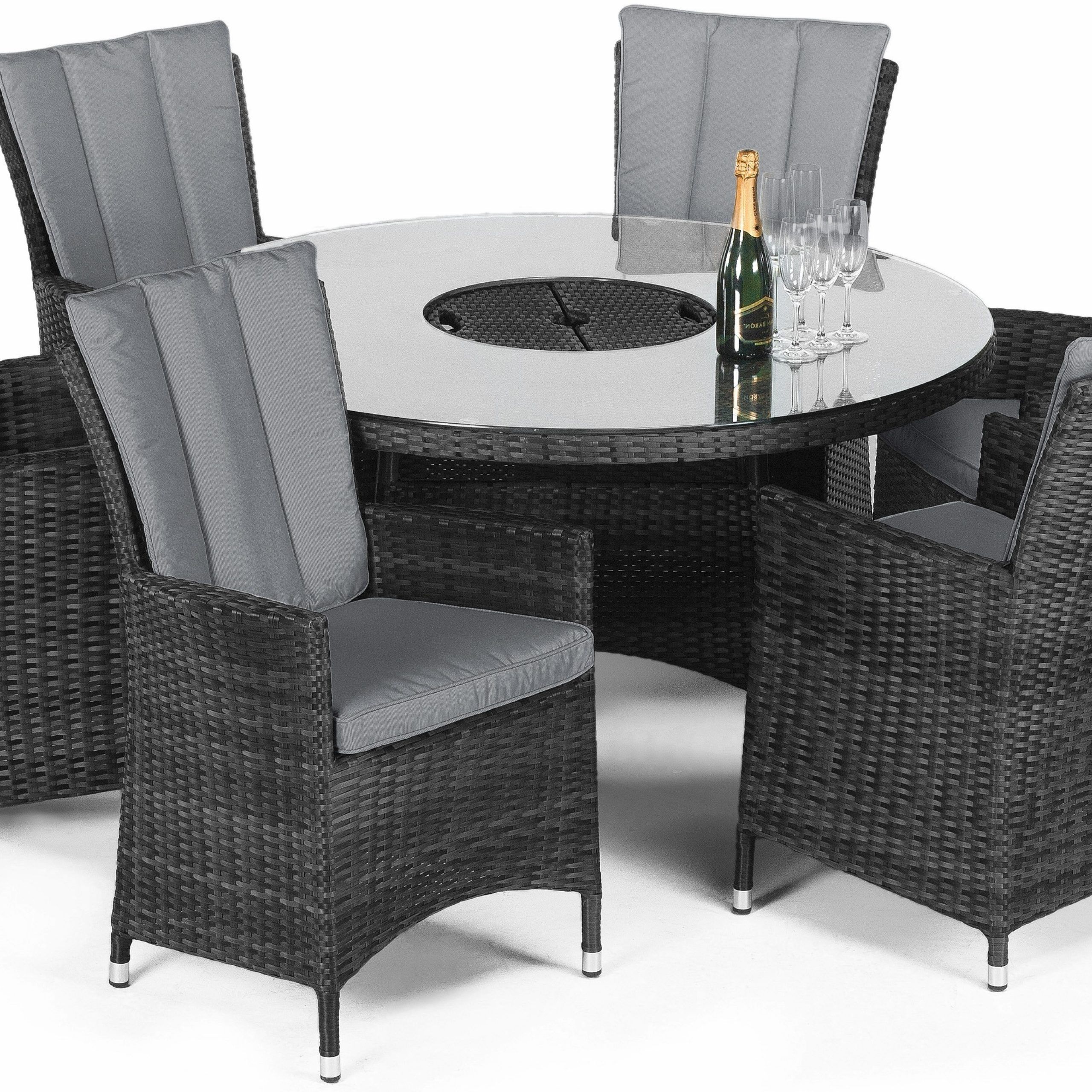 Recent Gray Wicker Round Patio Dining Sets Within La 6 Seater Round Dining Set With Ice Bucket – Maze Rattan (View 13 of 15)