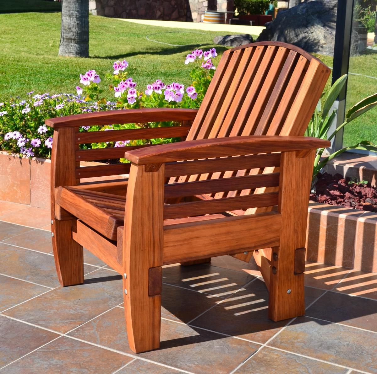 Reclining Redwood Easy Chair, Outdoor Wood Recliners With Regard To Most Popular Wood Outdoor Armchair Sets (View 10 of 15)