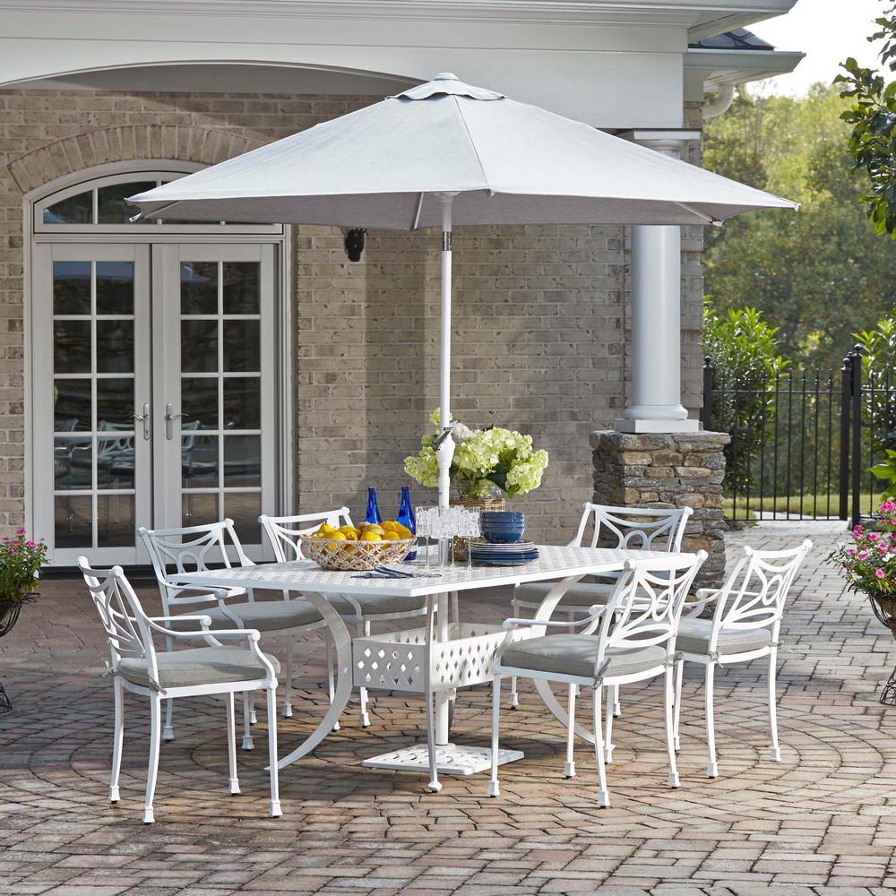 Rectangular 7 Piece Patio Dining Sets Intended For Fashionable Homestyles La Jolla White 7 Piece Aluminum Rectangular Outdoor Dining (View 13 of 15)