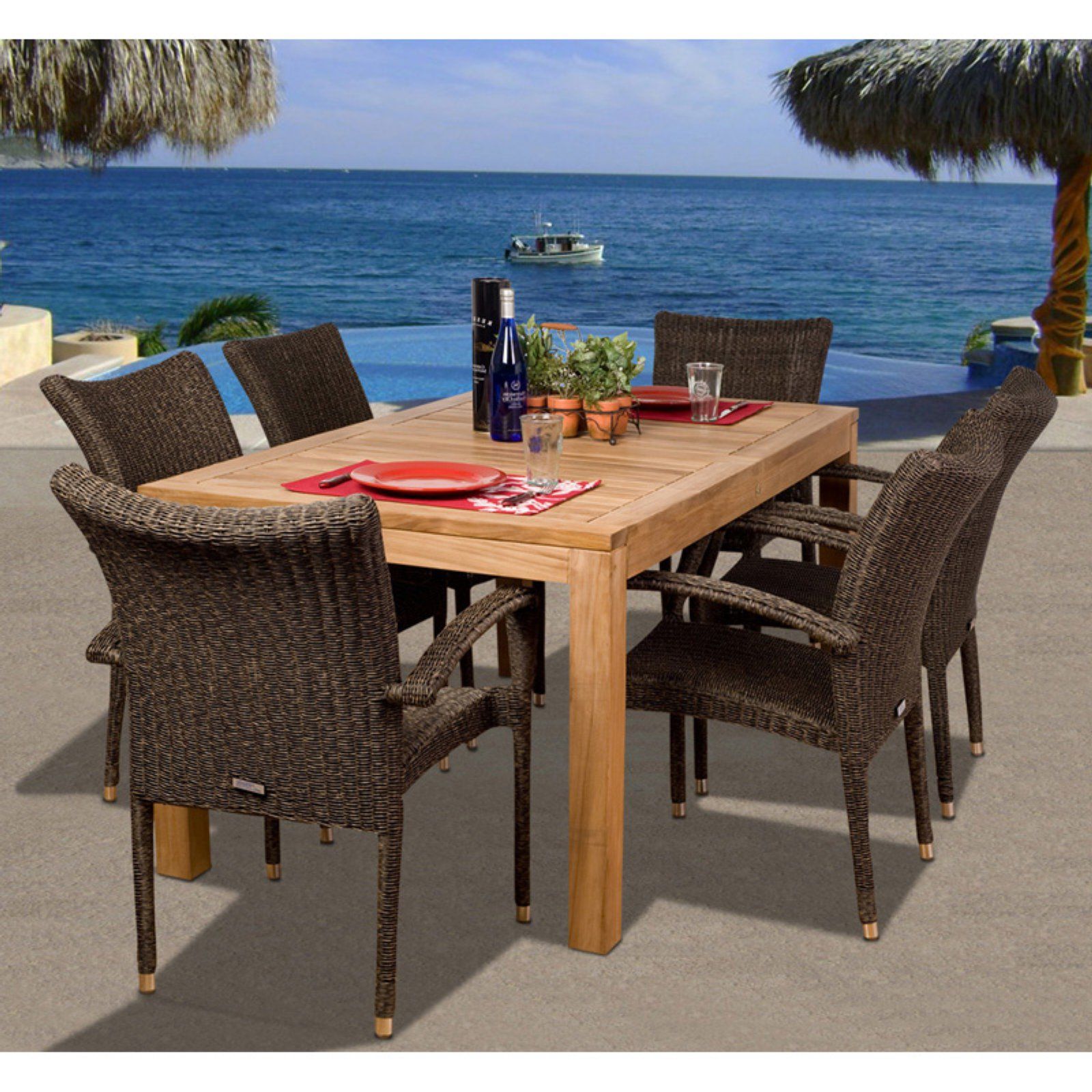 Rectangular Teak And Eucalyptus Patio Dining Sets Intended For Well Liked Outdoor Amazonia Brussels Teak Dining Set – Seats  (View 5 of 15)