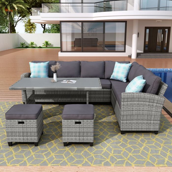 Red Barrel Studio® Patio Furniture Set, 5 Piece Outdoor Conversation Regarding Current Red Loveseat Outdoor Conversation Sets (View 3 of 15)