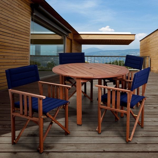 Round 5 Piece Outdoor Patio Dining Sets For Current Shop Amazonia Orlando Blue 5 Piece Round Patio Dining Set – Overstock (View 12 of 15)