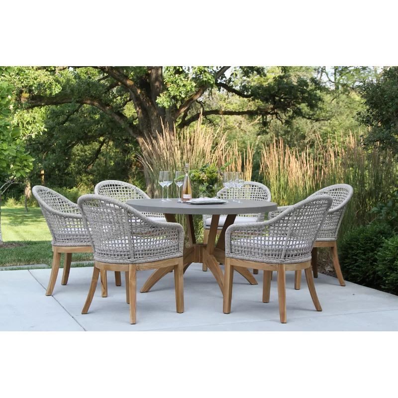 Round Dining Set For 7 Piece Teak Wood Dining Sets (View 6 of 15)