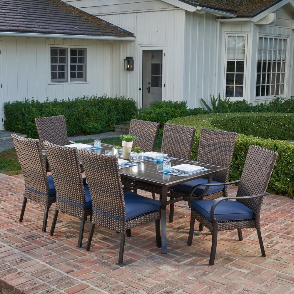 Royal Garden Anacortes 9 Piece Aluminum And Steel Outdoor Dining Set Inside Preferred 9 Piece Extendable Patio Dining Sets (View 10 of 15)