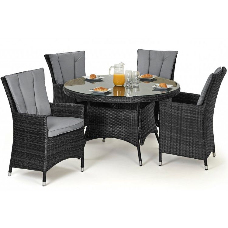 Seattle Rattan Garden Furniture Round 4 Seater Grey Dining Table Inside Famous Gray Wicker Round Patio Dining Sets (View 11 of 15)