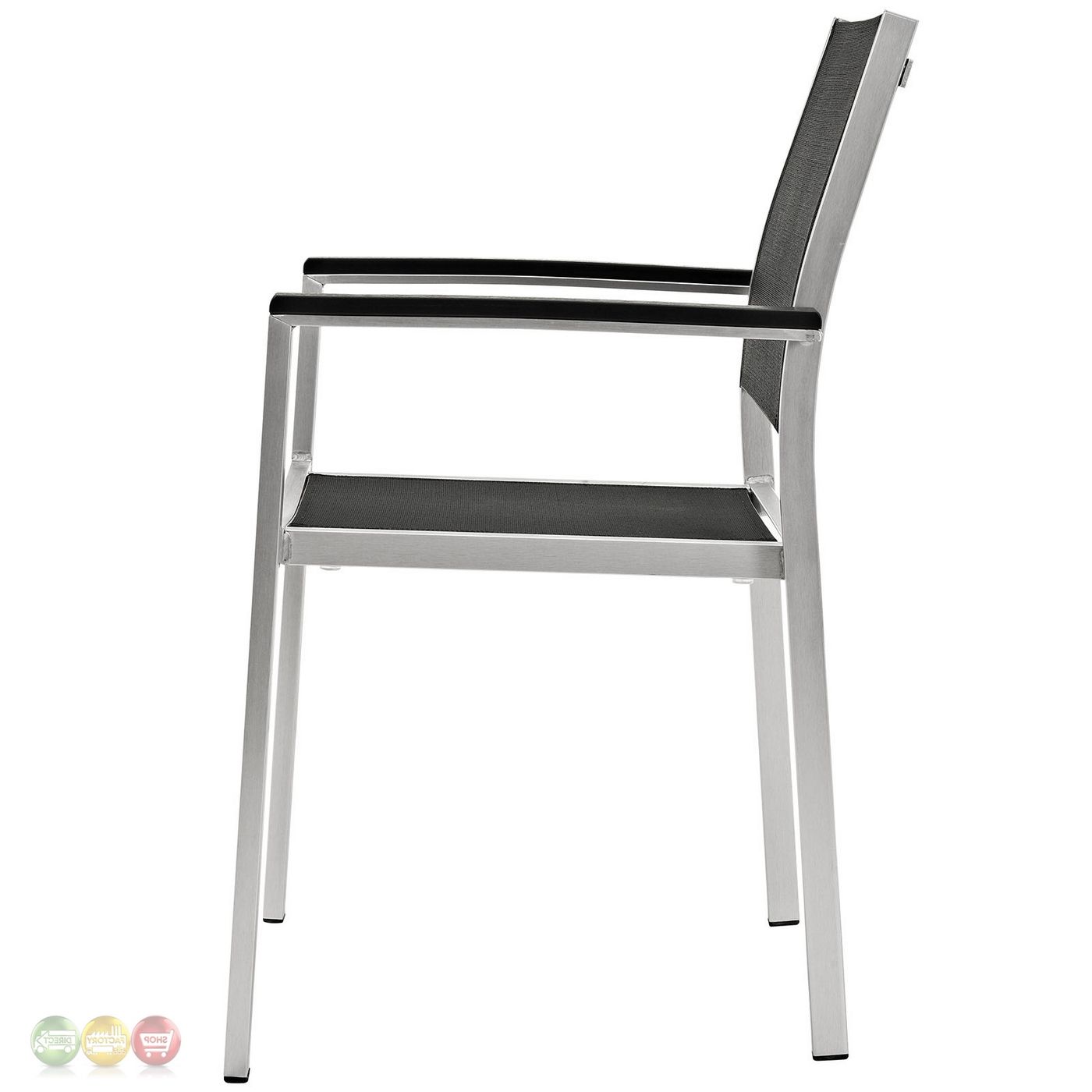 Shore Outdoor Patio Aluminum Dining Chair W/ Breathable Mesh Fabric Intended For Most Recently Released Brushed Aluminum Outdoor Armchair Sets (View 10 of 15)