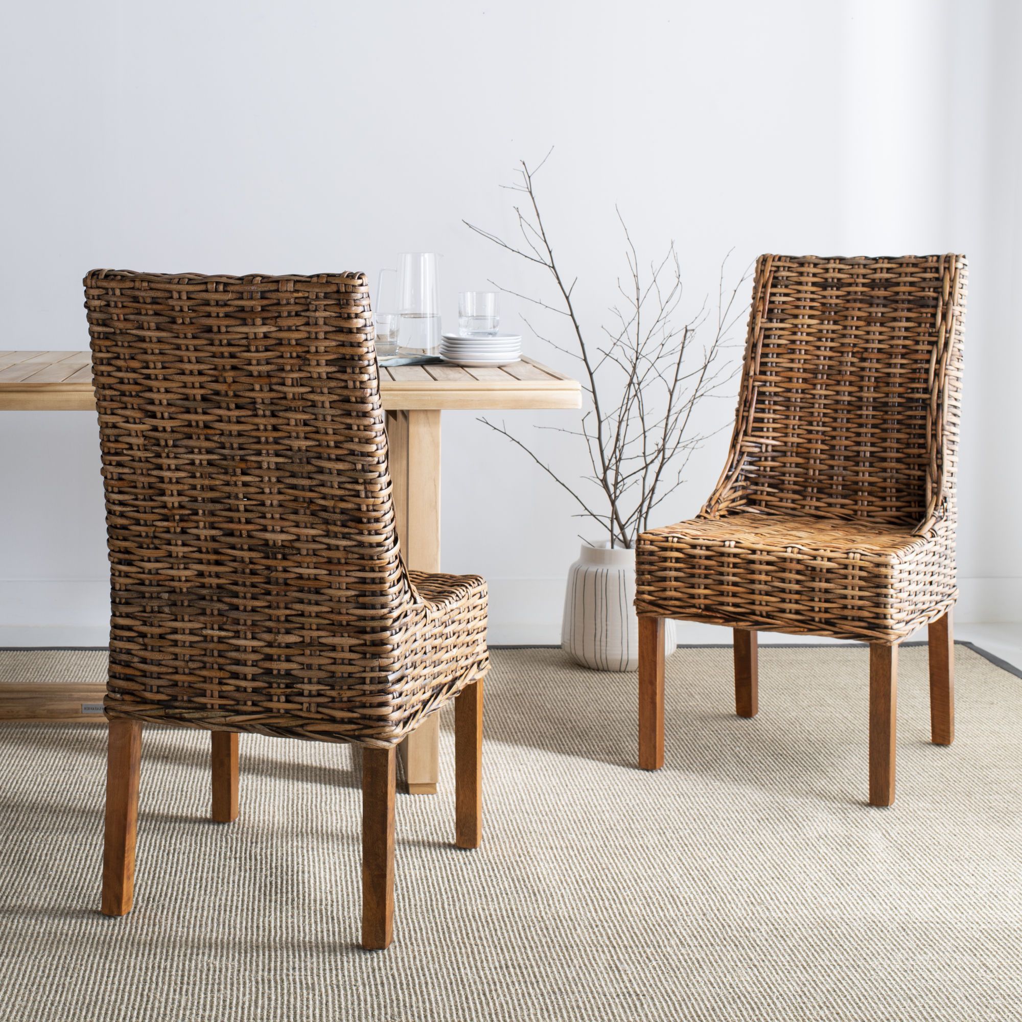 Suncoast 18''h Rattan Arm Chair (set Of 2) Within 2020 Fabric Outdoor Wicker Armchairs (View 1 of 15)