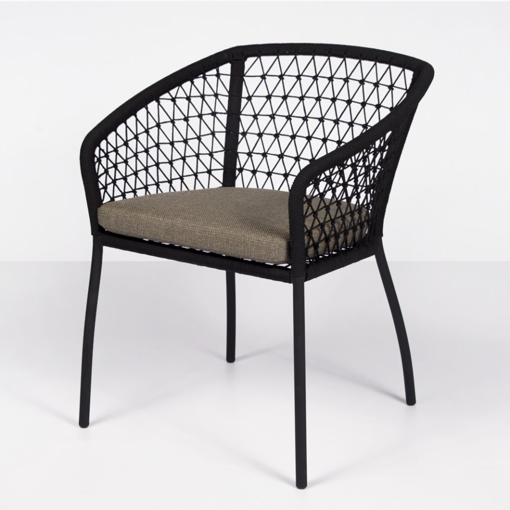 Teak Outdoor Armchairs In Widely Used Lola Outdoor Wicker Dining Arm Chair In Black (View 10 of 15)