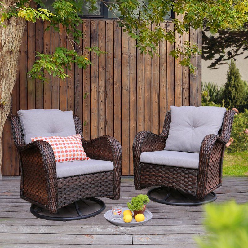 Trendy Bayou Breeze Brice Rocking Swivel Patio Chair With Cushions & Reviews Pertaining To Dark Brown Patio Chairs With Cushions (View 14 of 15)