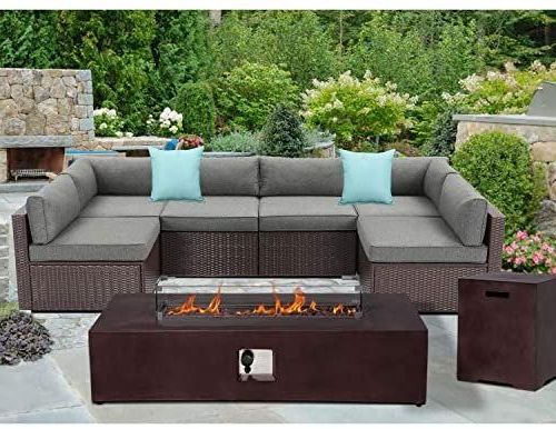 Trendy Blue And Brown Wicker Outdoor Patio Sets Pertaining To Amazon: Outdoor Sectional 8 Piece Dark Brown Wicker Sofa Patio (View 8 of 15)