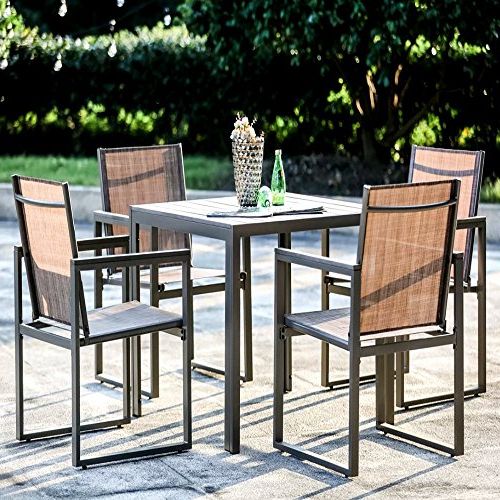 Trendy Green 5 Piece Outdoor Dining Sets Regarding High Top Patio Table And Chairs Set For Indoor And Outdoor Combo,  (View 12 of 15)