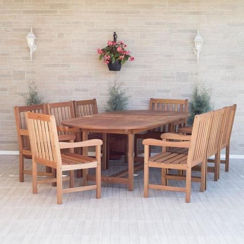 Trendy International Home Amazonia 9 Piece Brown Frame Patio Set In The Patio Regarding Brown 9 Piece Outdoor Dining Sets (View 5 of 15)