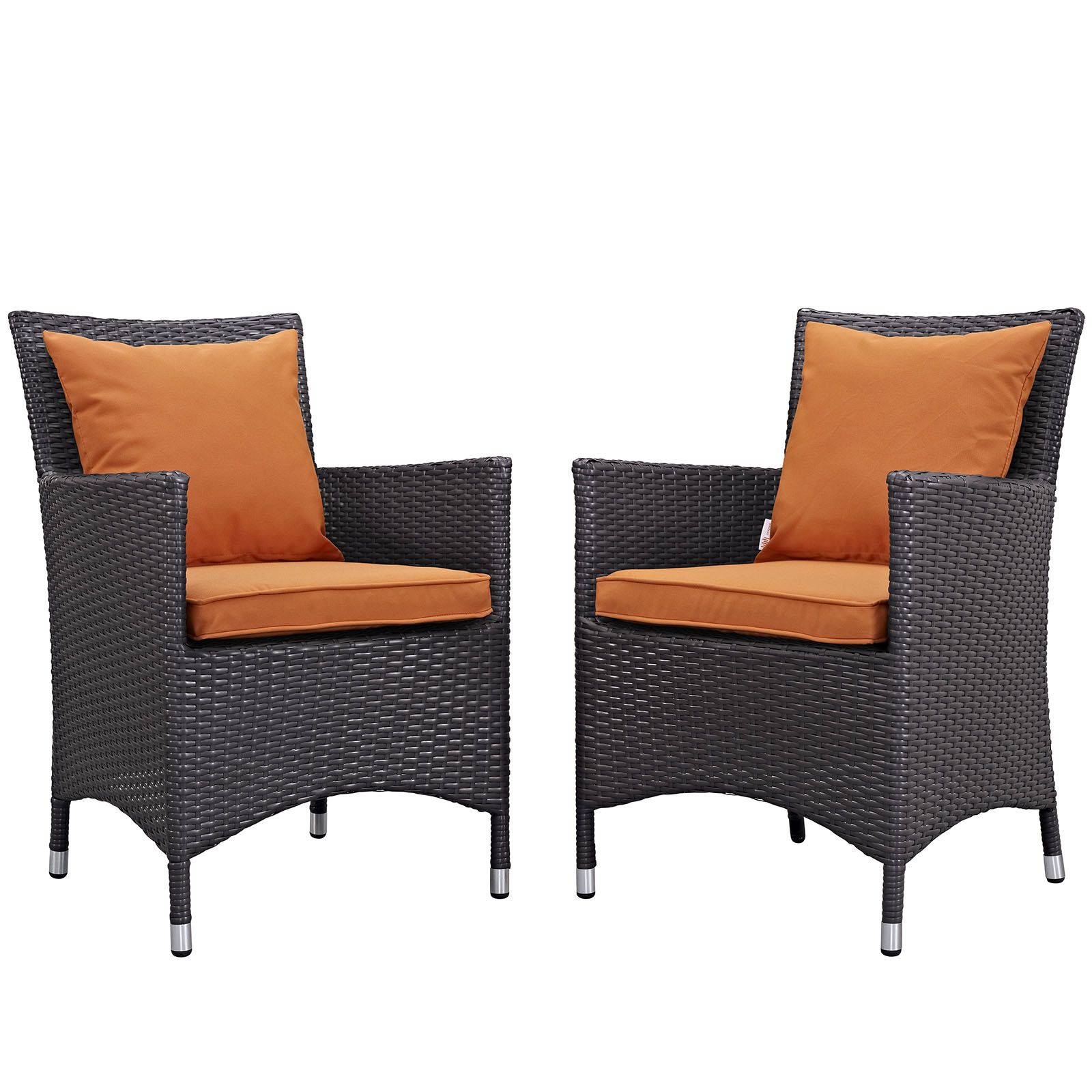 Trendy Mocha Fabric Outdoor Wicker Armchair Sets In Convene 2 Piece Outdoor Patio Dining Set Mocha Arm Chairs (View 1 of 15)