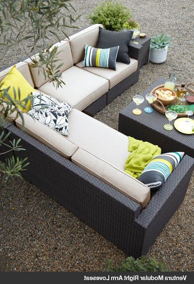 Trendy Modular Outdoor Arm Chairs Pertaining To Ventura Modular Right Arm Loveseat With Sunbrella® Stone Cushions (View 5 of 15)