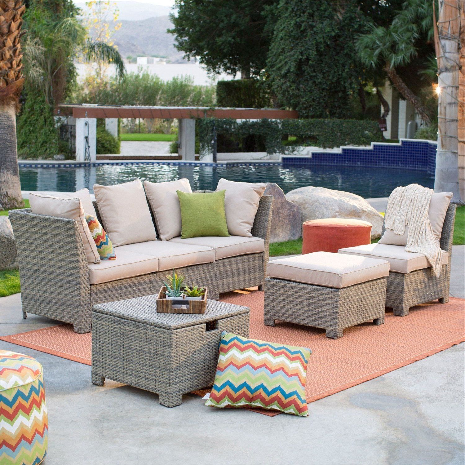 Trendy Natural Woven Modern Outdoor Chairs Sets In Natural Outdoor Wicker Resin Patio Furniture Conversation Set (View 1 of 15)
