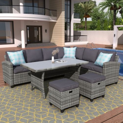 Trendy Patio Furniture Set, 5 Piece Outdoor Conversation Set All Weather Inside Outdoor Seating Sectional Patio Sets (View 11 of 15)