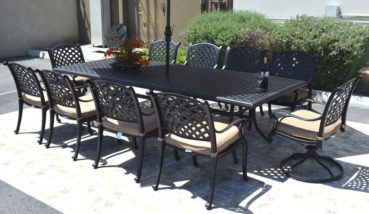 Trendy Rectangular Patio Dining Sets In Nassau 10 Person Cast Aluminum Patio Dining Set Rectangle Outdoor Table (View 13 of 15)