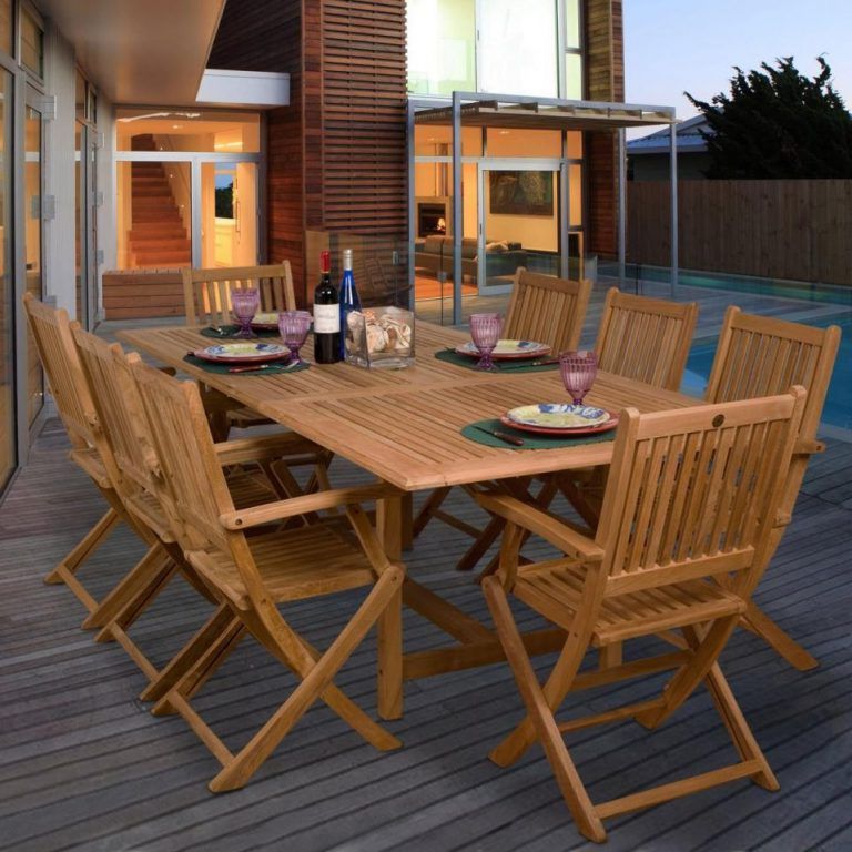 Trendy Teak Hamburg 9 Piece Teak Patio Dining Set With 67 X 39 Inch For 9 Piece Teak Outdoor Square Dining Sets (View 4 of 15)