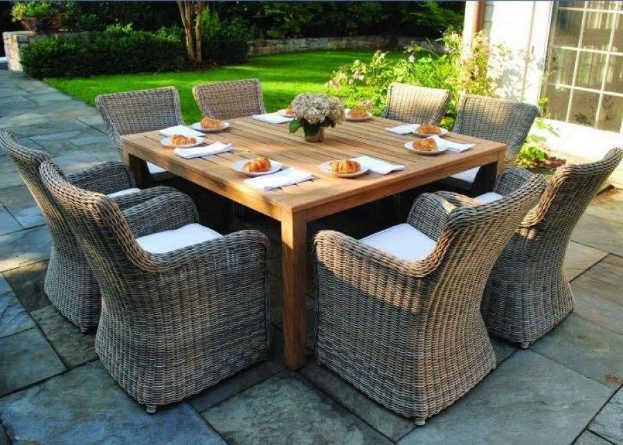 Trendy The Wainscott Square Dining Tables Work Well With A Variety Of Teak Or With Regard To Wicker Square 9 Piece Patio Dining Sets (View 6 of 15)