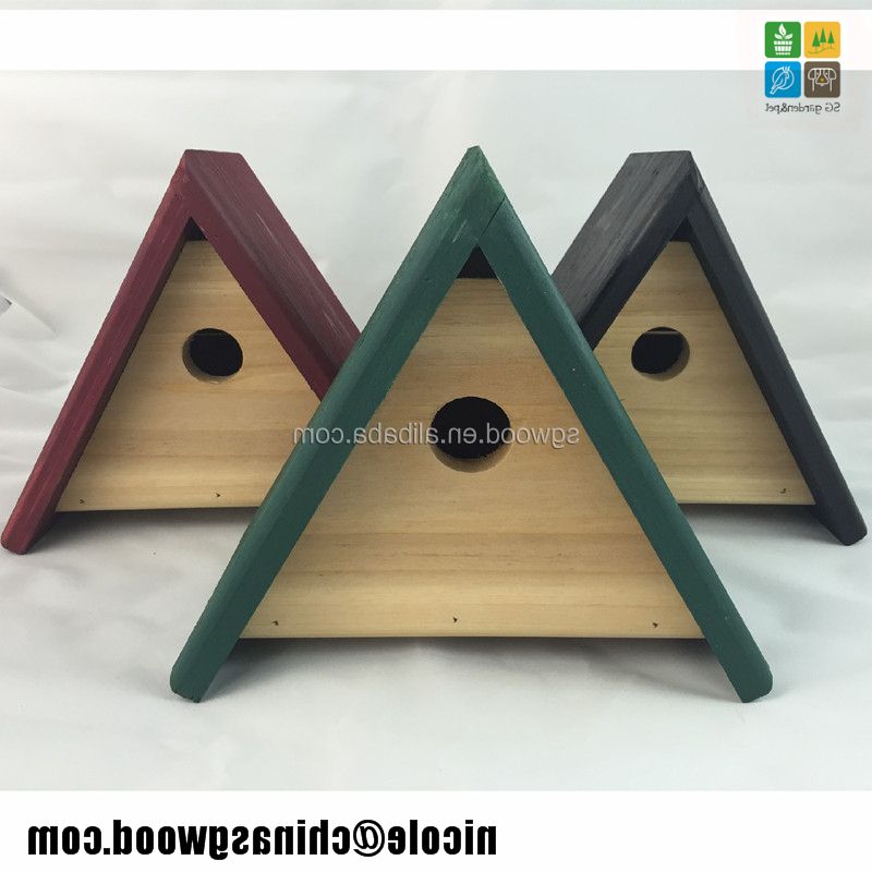 Triangular Indoor Outdoor Nesting Tables Within Most Recent Sengong Fsc Triangle Wooden Bird House/ Wood Bird Nest Box – Buy Wooden (View 9 of 15)