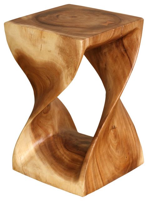 Twisting Natural Wood Side Table, Acacia Wood – Contemporary – Side With Regard To Favorite Natural Dark Oil Acacia Outdoor Arm Chairs (View 12 of 15)