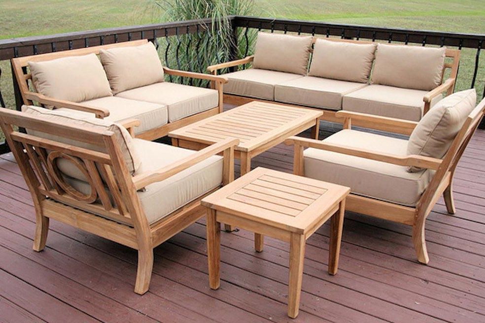 Victoria 6pcs Conversation Set With Sunbrella Cushion – Iksun Teak Within Trendy Charcoal Outdoor Conversation Seating Sets (View 10 of 15)