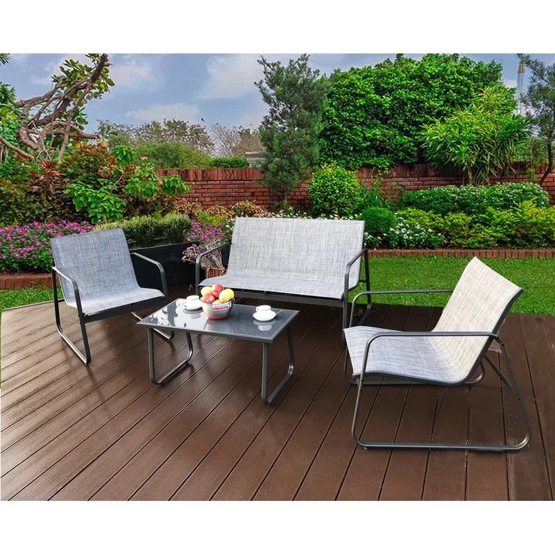 Virginio 4 Piece Complete Patio Set In  (View 8 of 15)