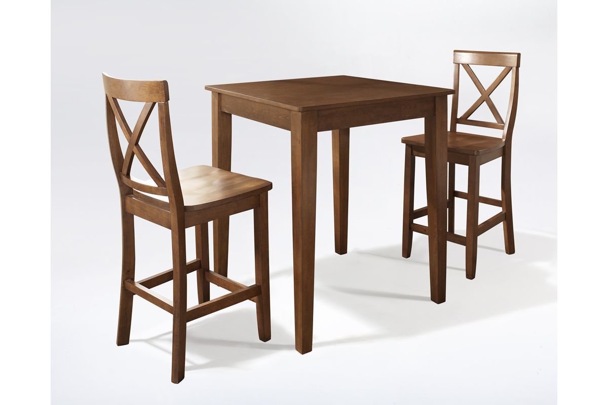 Well Known 3 Piece Bistro Dining Sets With 3 Piece Pub Dining Set With X Back Stools In Classic Cherry (View 4 of 15)