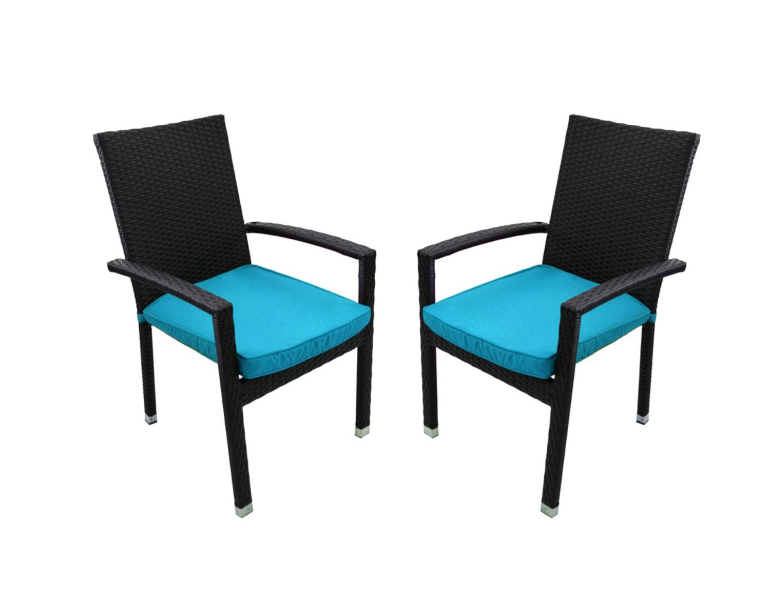 Well Known Black Outdoor Dining Modern Chairs Sets With Set Of 2 Black Resin Wicker Outdoor Patio Furniture Dining Chairs (View 9 of 15)