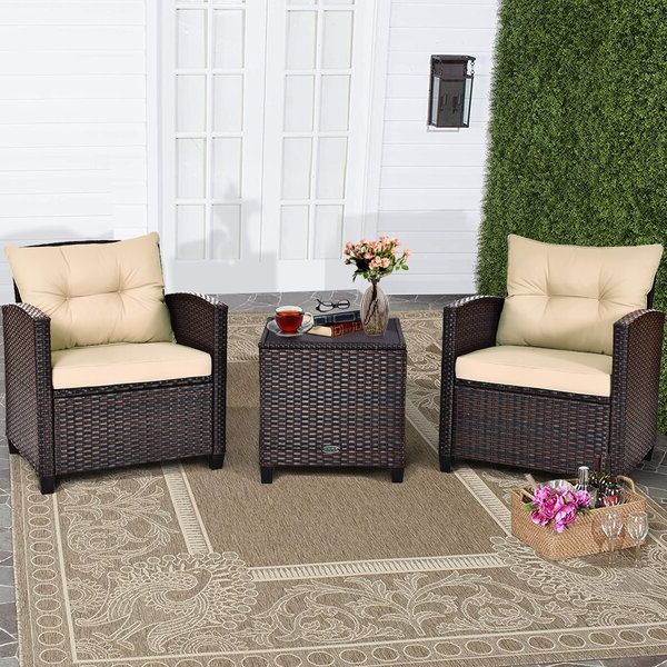 Well Known Charcoal Outdoor Conversation Seating Sets In Costway 3pcs Patio Rattan Furniture Set Cushioned Conversation Set Sofa (View 9 of 15)
