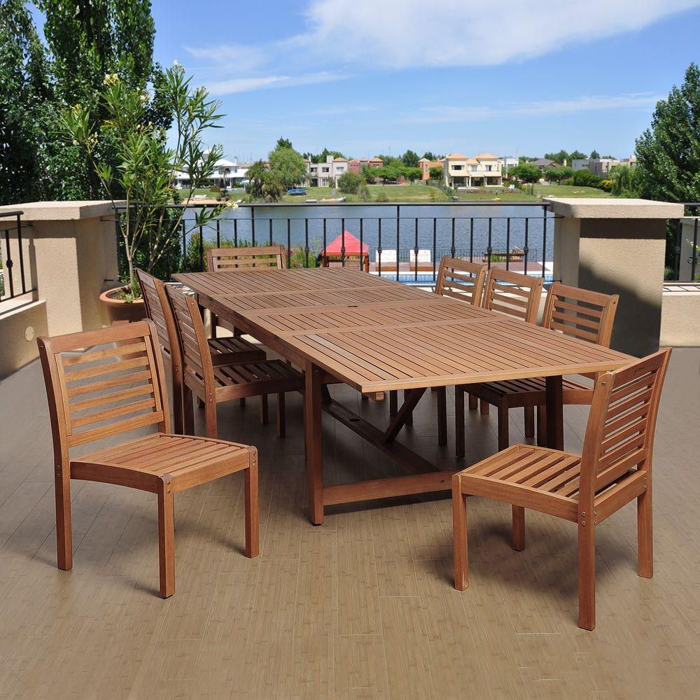 Well Known Extendable Oval Patio Dining Sets Throughout Amazonia Turner 9 Piece Eucalyptus Extendable Rectangular Patio Dining (View 14 of 15)