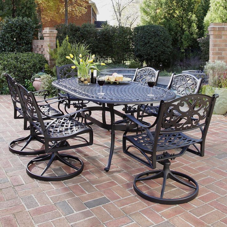 Well Known Home Styles 555 Biscayne 7 Piece Outdoor Oval Dining Set With Swivel With 7 Piece Outdoor Oval Dining Sets (View 6 of 15)