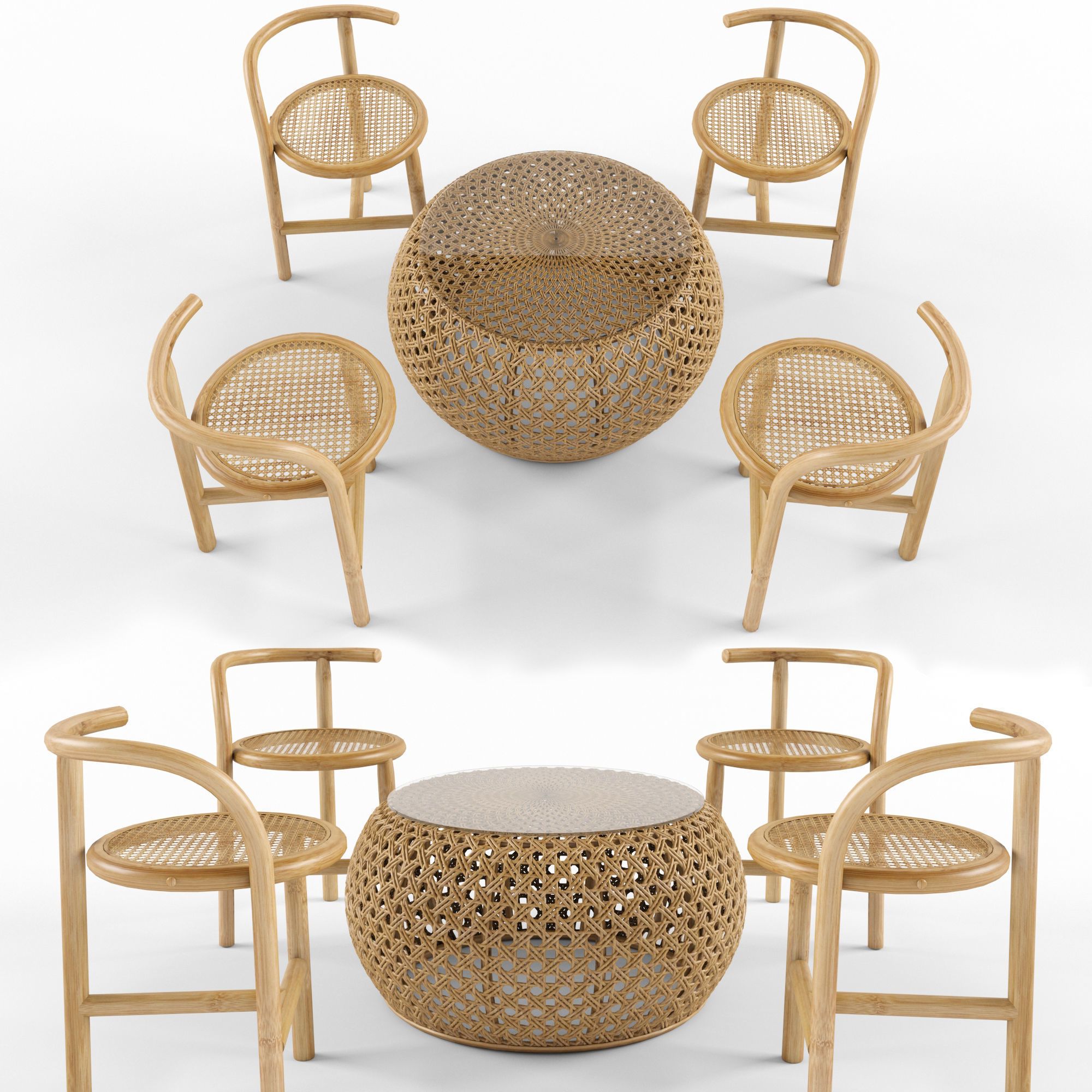 Well Known Natural Woven Modern Outdoor Chairs Sets In 3d Outdoor Natural Rattan Furniture Set (View 4 of 15)