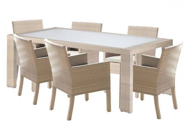 Well Known Off White Outdoor Seating Patio Sets Intended For Buy Pelican Reef Cubix Outdoor Dining Set 7 Pcs In Beige, Off White Online (View 2 of 15)