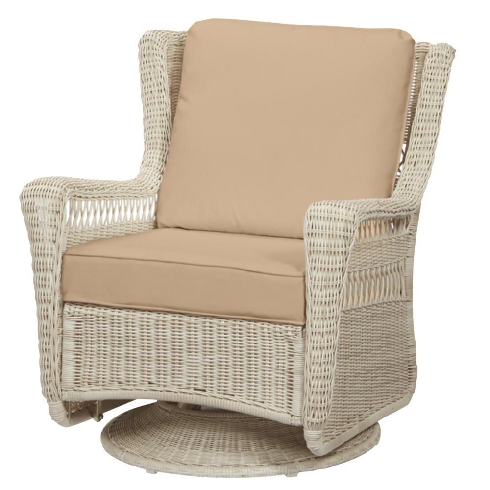 Well Known Off White Outdoor Seating Patio Sets Intended For Hampton Bay Park Meadows Off White Wicker Outdoor Patio Swivel Rocking (View 12 of 15)
