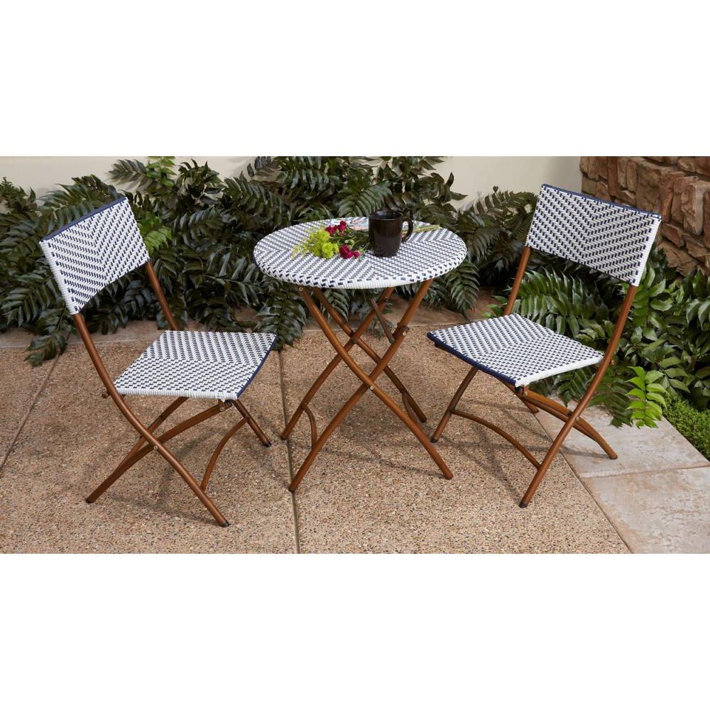 Well Known Outdoor Wicker Cafe Dining Sets With Regard To Stylewell French Caf 3 Piece Wicker Outdoor Patio Folding Bistro Set  (View 1 of 15)