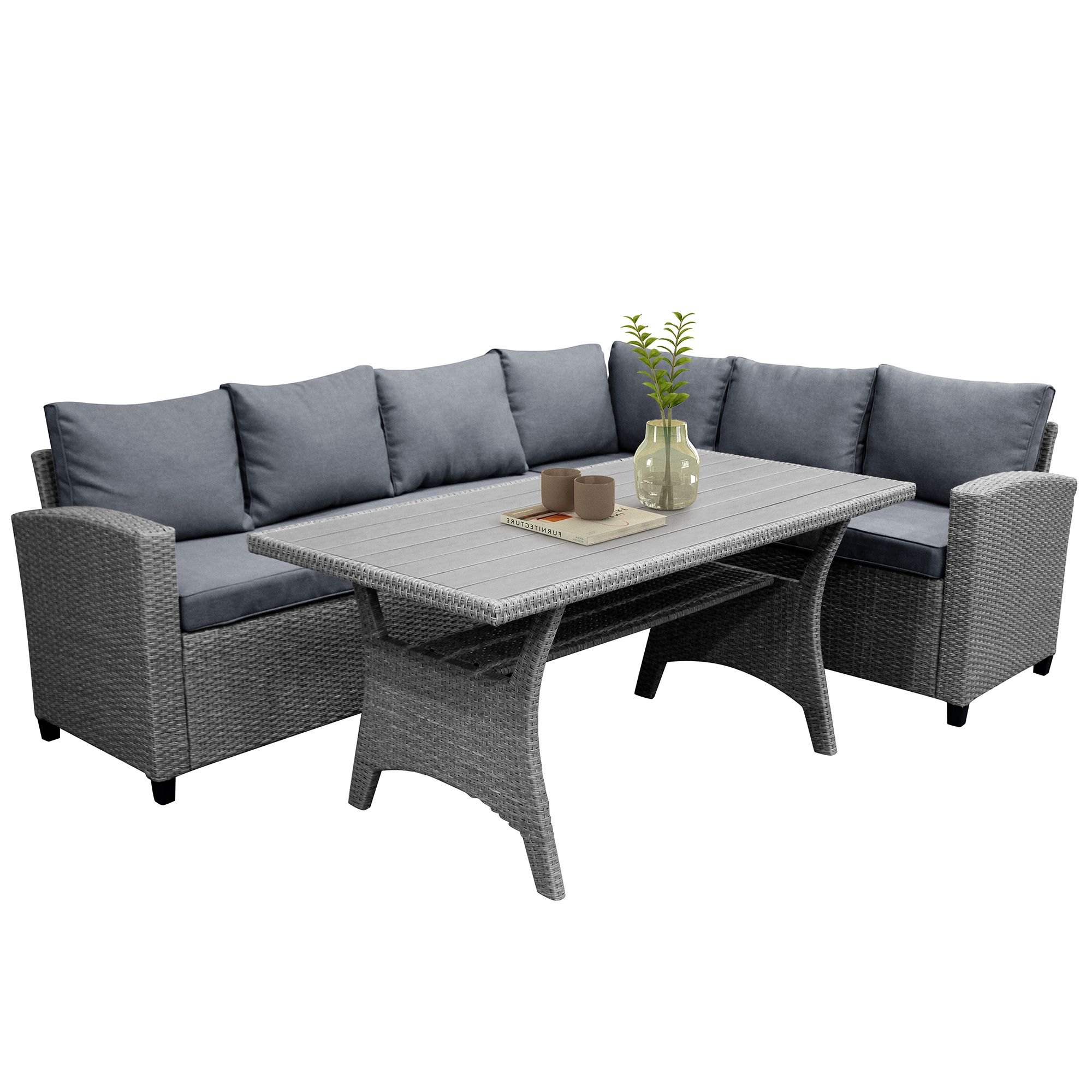 Well Known Outdoor Wicker Sectional Sofa Sets Inside Outdoor Sectional Patio Conversation Set, Rattan Sofa Furniture Set (View 12 of 15)