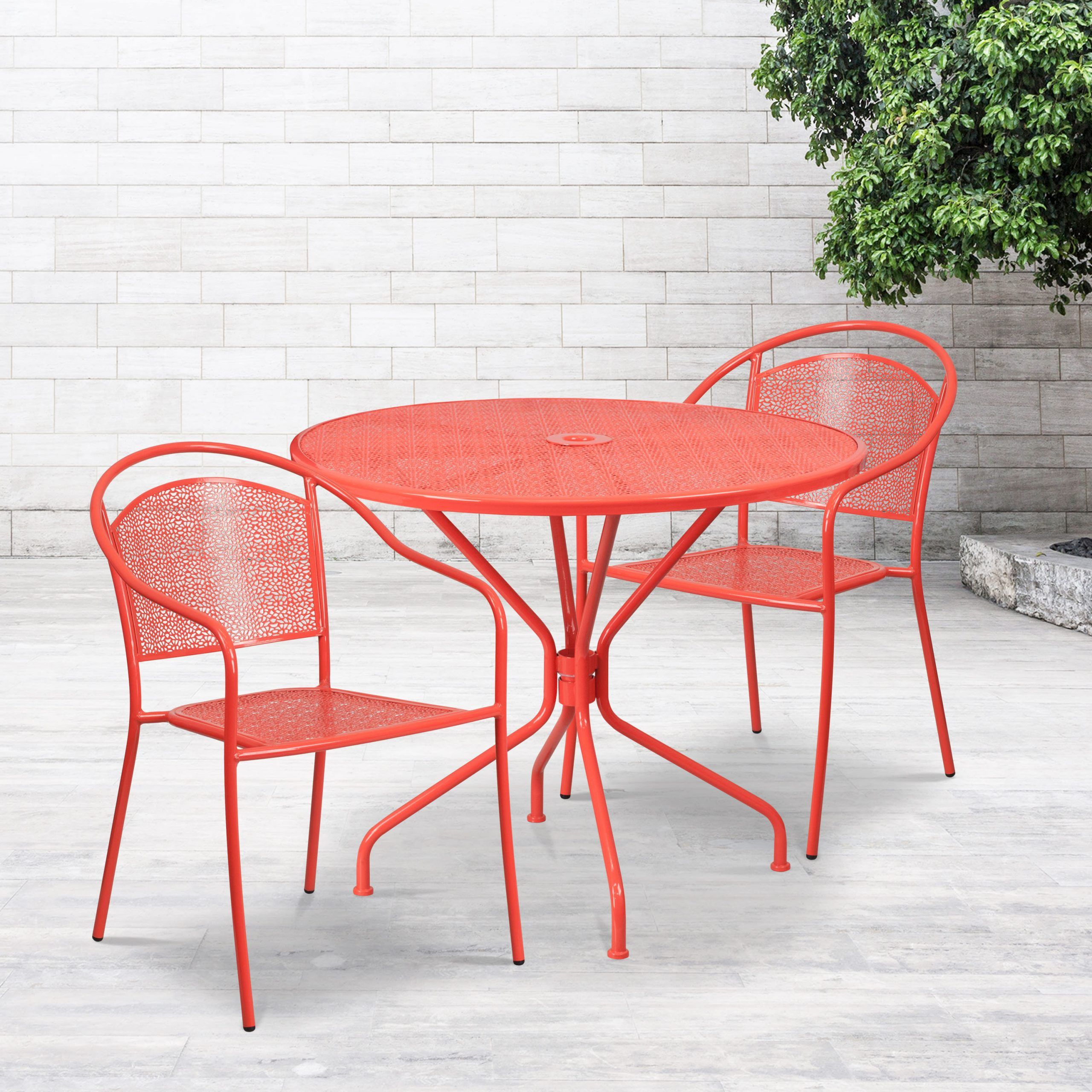Well Known Red Steel Indoor Outdoor Armchair Sets Pertaining To Flash Furniture Commercial Grade  (View 8 of 15)