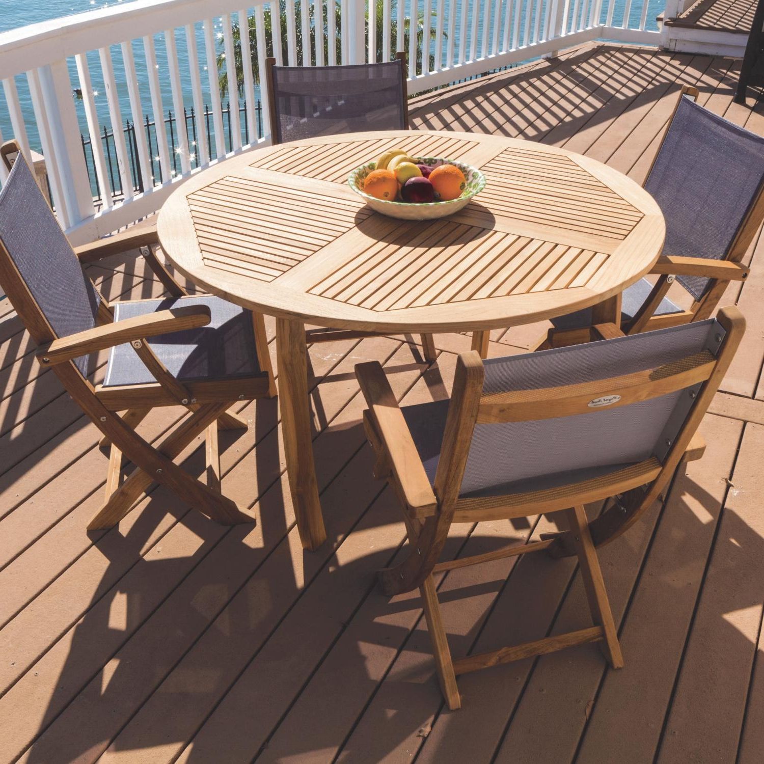 Well Known Round 5 Piece Outdoor Dining Set Pertaining To Sailmate 5 Piece Teak Patio Dining Set W/ 50 Inch Round Tableroyal (View 10 of 15)