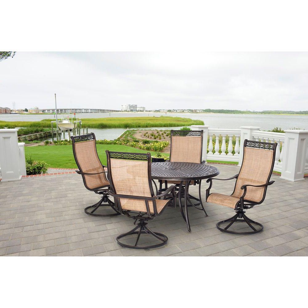 Well Known Round 5 Piece Outdoor Patio Dining Sets Regarding Hanover Manor 5 Piece Round Patio Dining Set With Four Swivel Rockers (View 10 of 15)