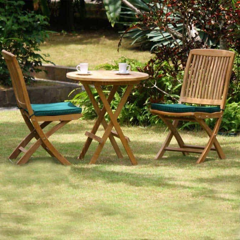 Well Known Teak Outdoor Folding Chairs Sets With Regard To Teak Patio Dining Set For Two People – Folding Table And Chairs – Teak (View 9 of 15)