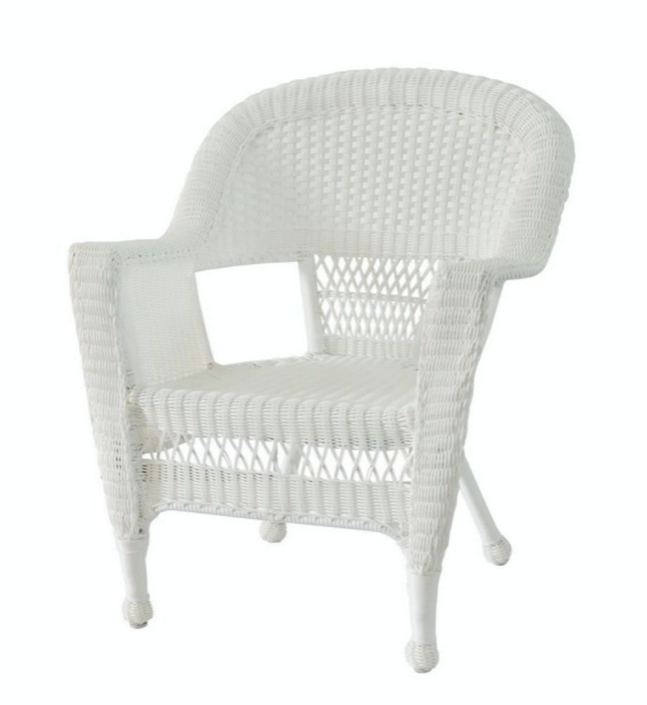 Well Known White Fabric Outdoor Wicker Armchairs Regarding Set Of 4 White Resin Wicker Outdoor Patio Garden Chairs (View 8 of 15)