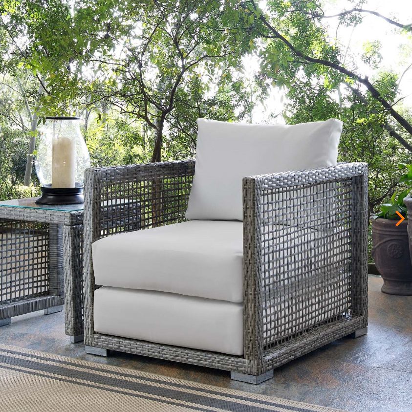 Well Known White Fabric Outdoor Wicker Armchairs With Aura Outdoor Patio Wicker Rattan Sofa In Gray Whitemodway (View 2 of 15)