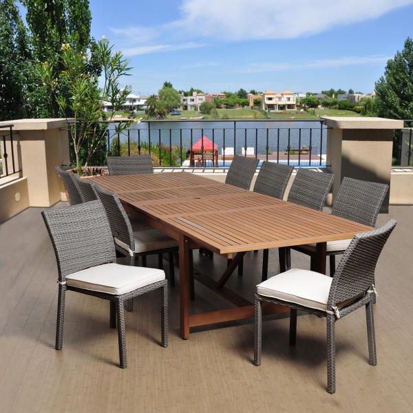 Well Known White Rectangular Patio Dining Sets For Amazonia Berry 11 Piece Eucalyptus Extendable Rectangular Patio Dining (View 5 of 15)