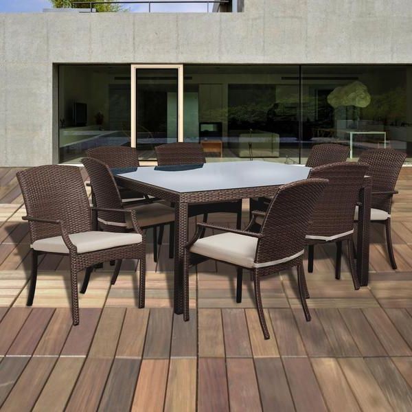 Well Known Wicker Square 9 Piece Patio Dining Sets With Regard To Shop Atlantic Jersey 9 Piece Square Wicker Dining Set With Off White (View 9 of 15)