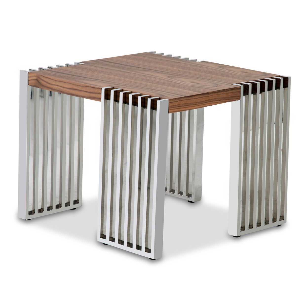 Well Known Wood And Steel Outdoor Side Tables Within Trance Newport Industrial Style Wood Finished End Table W/slatted Steel (View 3 of 15)